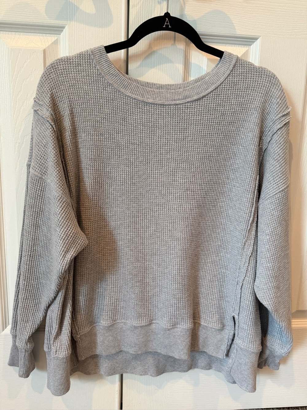 American Eagle Outfitters Light Gray Waffle Knit Pullover XXS